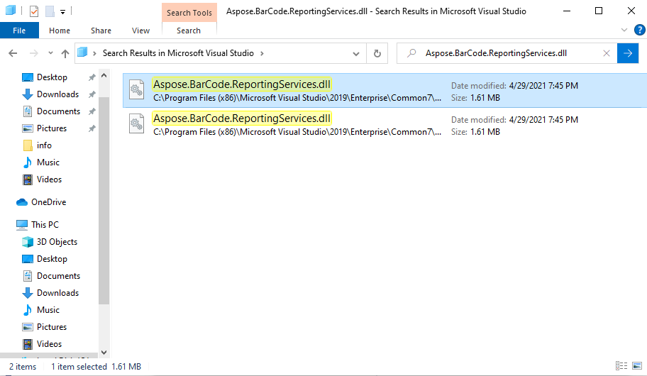 Locate Aspose.BarCode.ReportingServices.dll