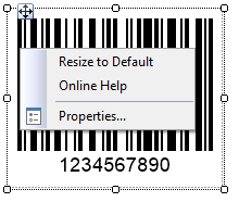 BarcodeGenerator visual component menu