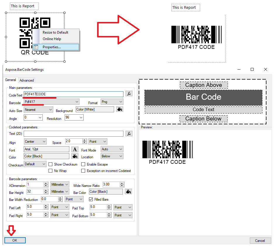 BarcodeGenerator visual component editor