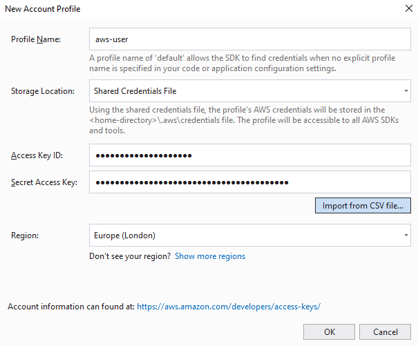 Acount profile settings