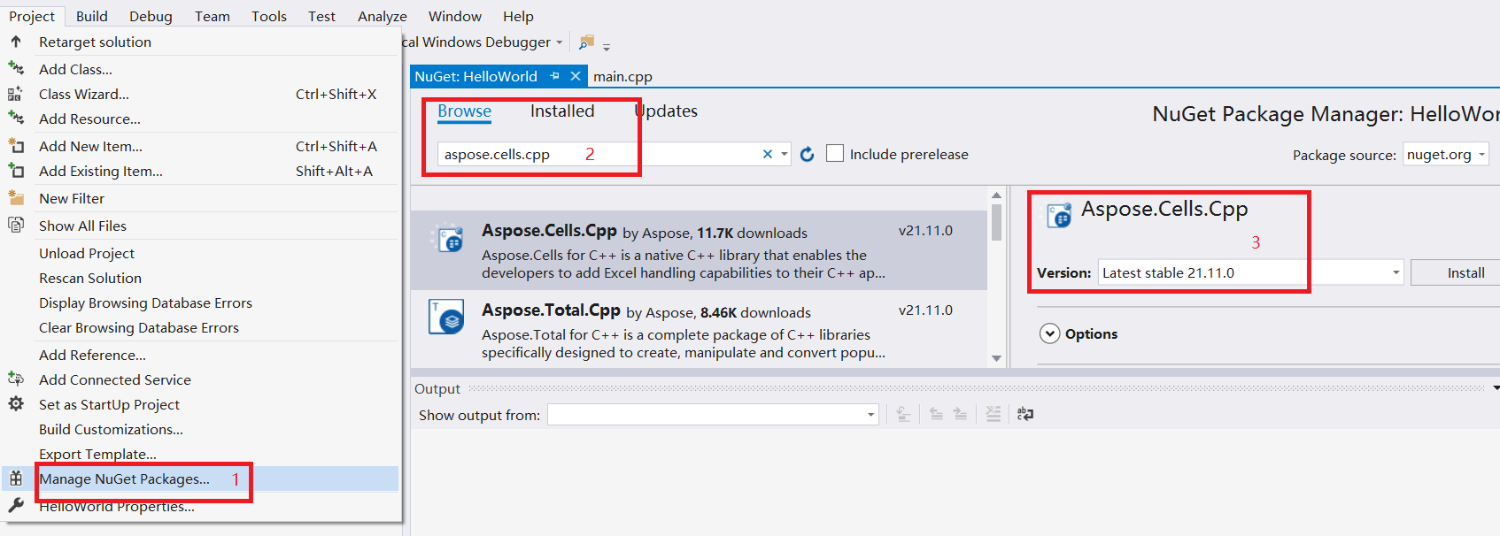 Installer Aspose Cells à NuGet