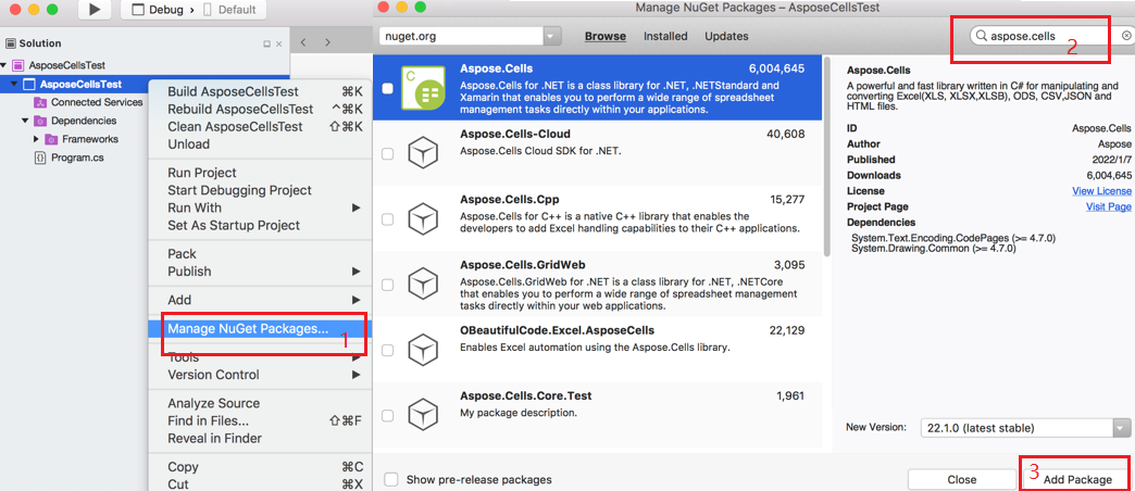 macOS’ta Aspose Cells’i yükleyin