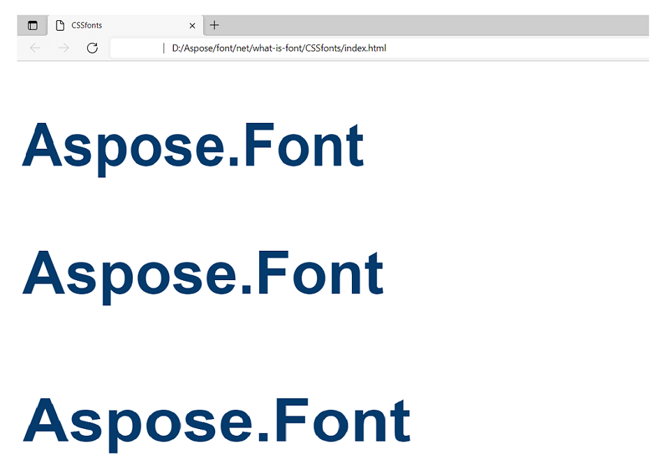 Le texte rendu dans différentes polices s’étend CSS