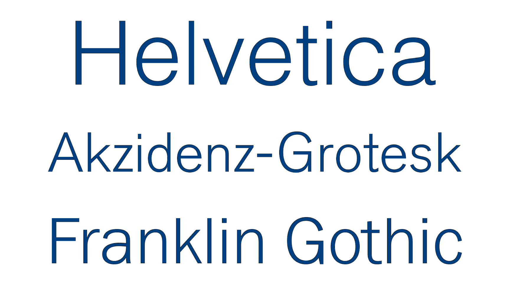 Examples of grotesque sans serifs