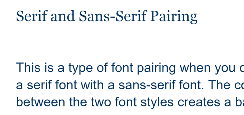 Example of text with serif and sans-serif font pairing