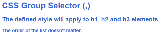 Text “Rendered result of applying CSS Group Selector”