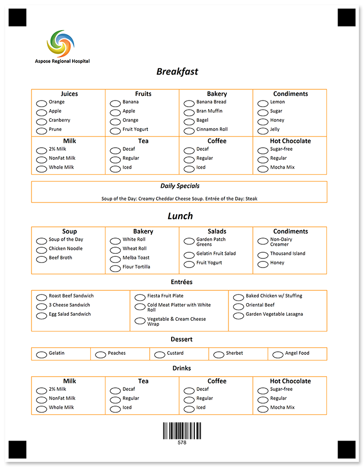 Colorful meal preference survey template