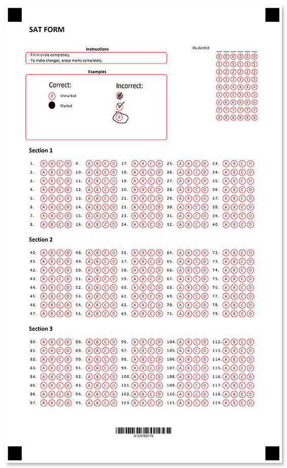 Colorful SAT Exam form template