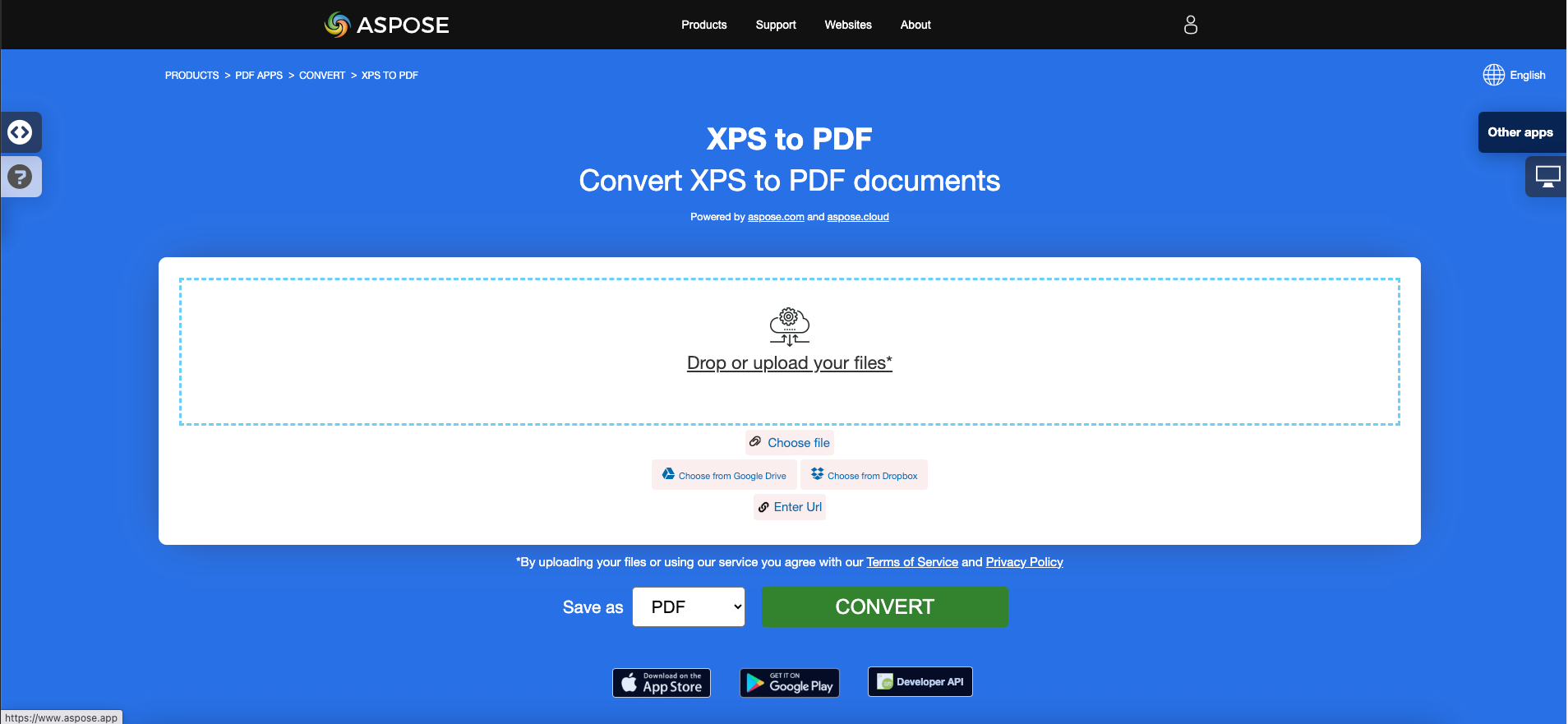 Aspose.PDF تحويل XPS إلى PDF مع تطبيق مجاني