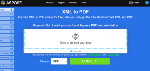 Aspose.PDF تحويل XML إلى PDF باستخدام التطبيق المجاني