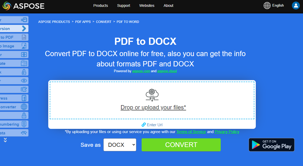 Aspose.PDF Convertion PDF to Word Free App