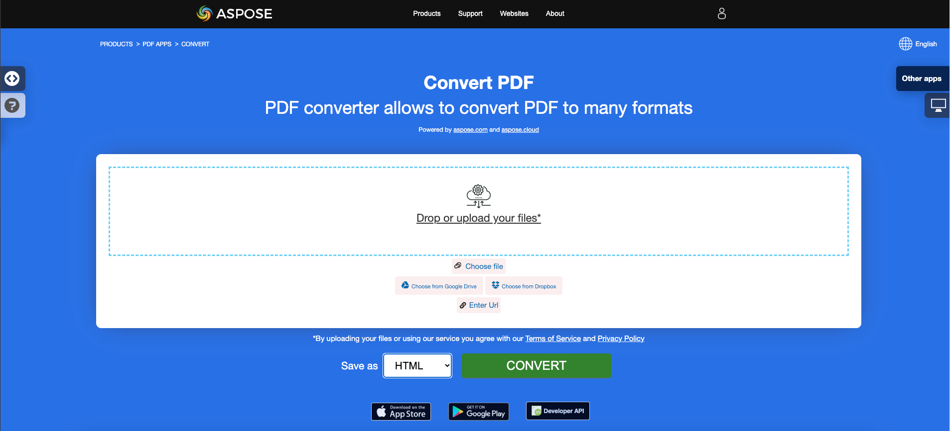 Aspose.PDF PDFをHTMLに変換する無料アプリ