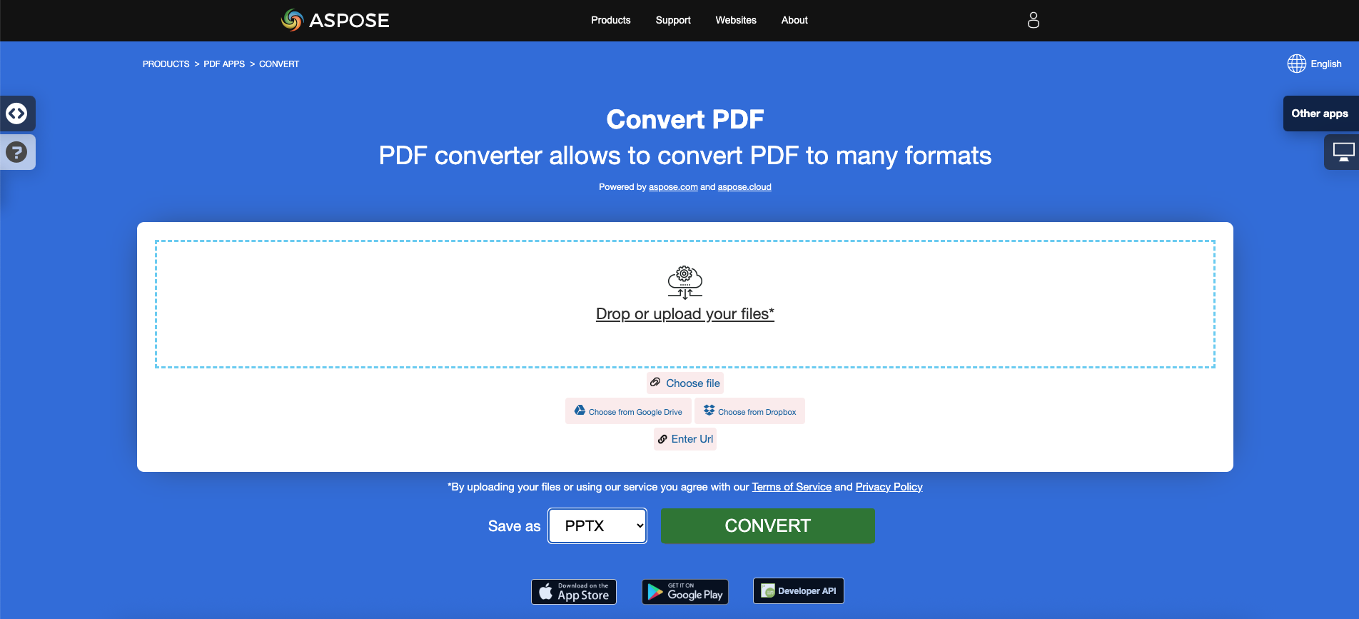 Aspose.PDF PDFからPPTXへの変換無料アプリ