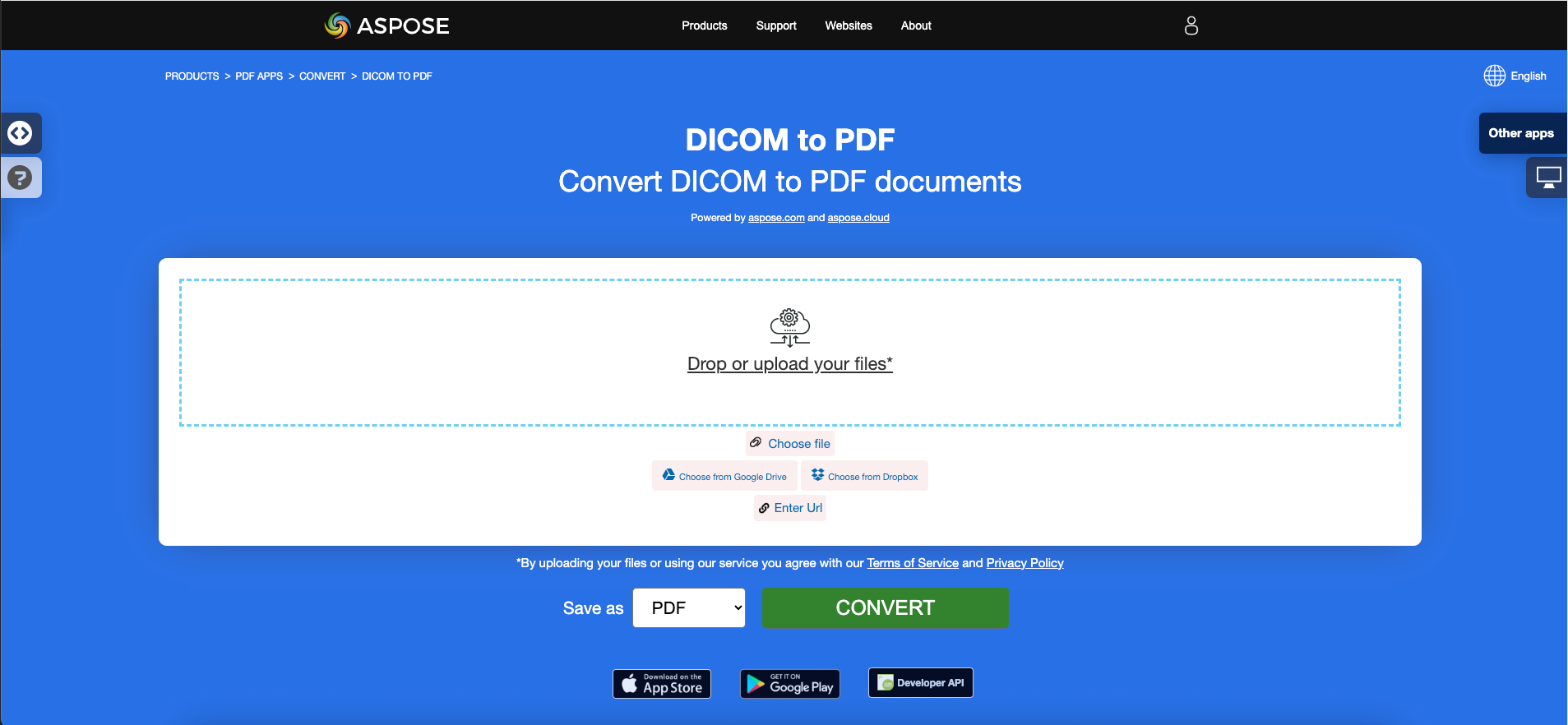 Aspose.PDF DICOM을 PDF로 변환하기 위한 무료 앱