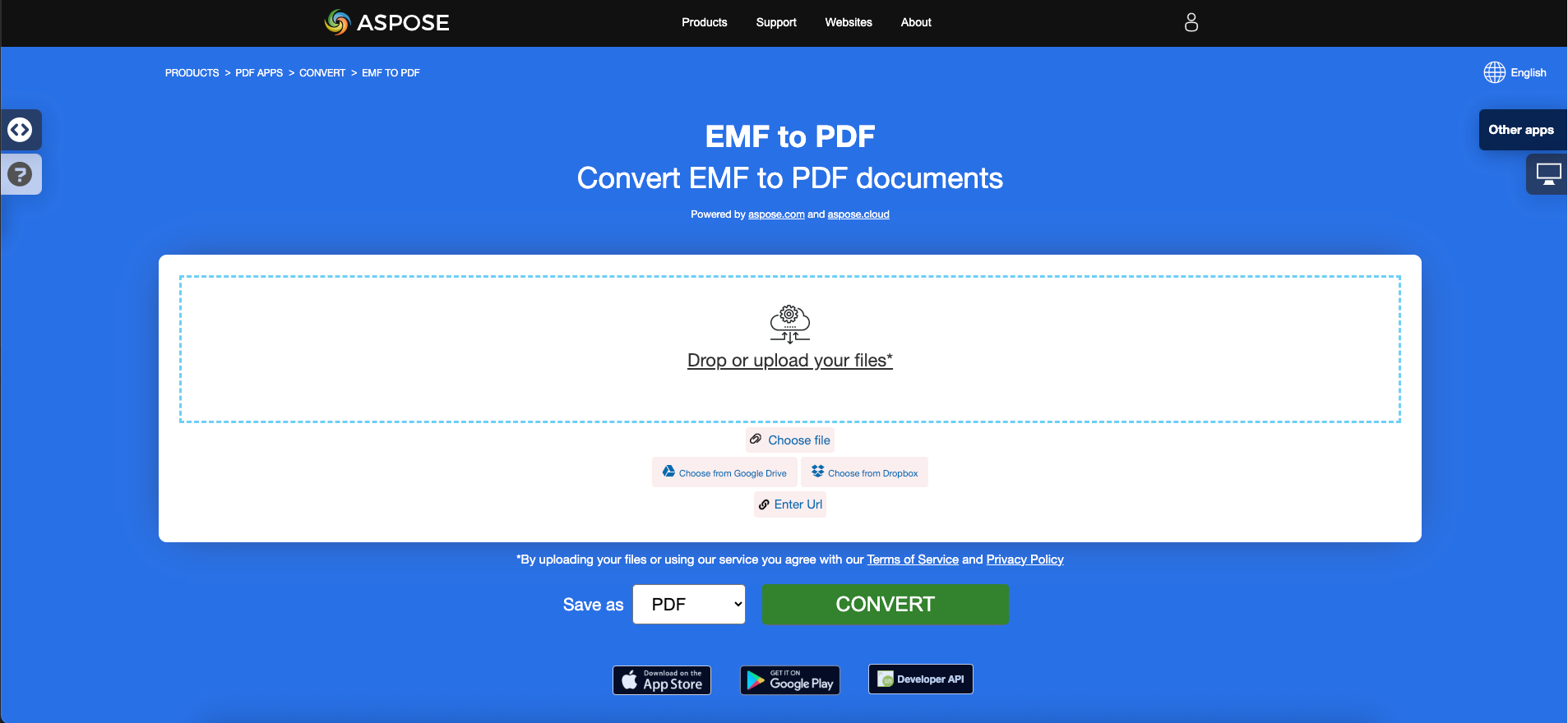 Aspose.PDF EMF를 PDF로 변환하기 위한 무료 앱