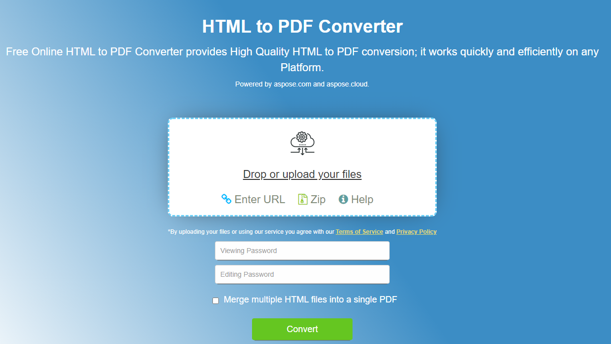 Conversión de Aspose.PDF de HTML a PDF usando la aplicación gratuita