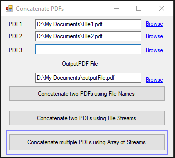 Concatenar múltiples PDFs usando Array de Streams