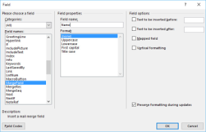 Insertar campos MailMerge