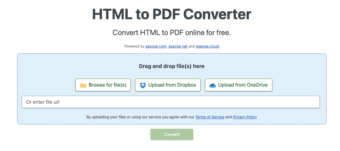 Aspose.PDF Conversão HTML para PDF usando Aplicativo Gratuito