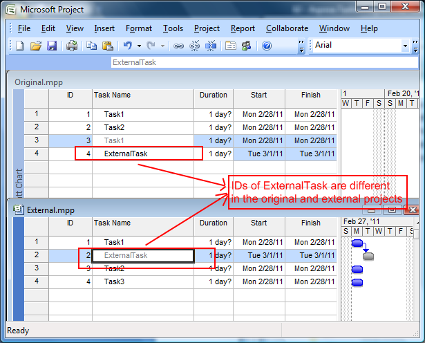 showing up cross links in Microsoft Project