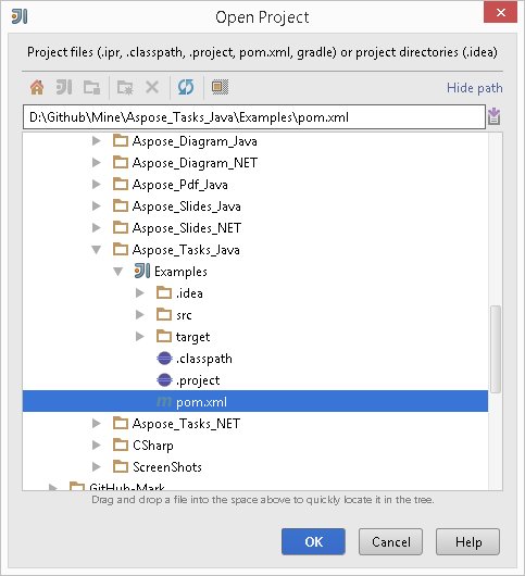 run Aspose.Tasks for Java examples in IntelliJ IDEA