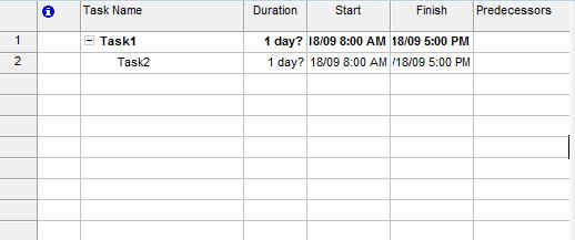 parent child relations in Microsoft Project