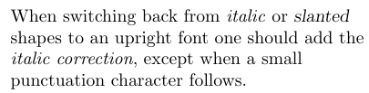 The italic correction