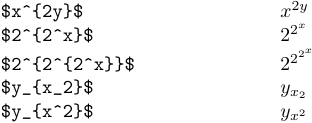 Multi-character subscripts and superscripts