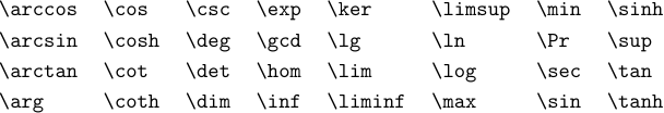 Math function and named operator commands